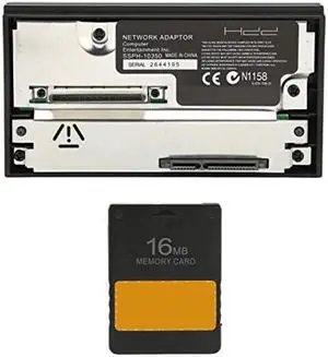 PS2 Network Adapter Set with Free McBoot Memory Card 16MB, SATA Interface HDD Adapter for PS2, Supports up to 2TB SATA Hard Disk