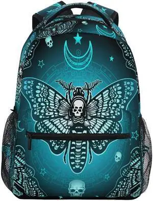MNSRUU School Backpack Butterfly Skull Blue College Knapsack Laptop Rucksack Business Travel Computer Bookbags for Adult Teen One Size