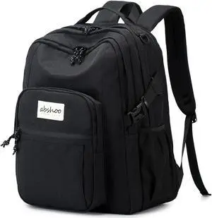 abshoo Classical Laptop Travel Backpack for Women Men College School Bookbag With USB Charging Port (Black)
