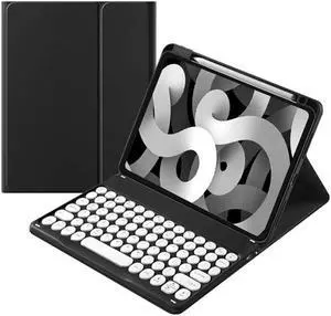 kaitesi iPad Mini 6 2021 Keyboard Case with Pencil Charging Holder - 8.3 Inch Keyboard Case for iPad Mini 6th Generation, Detachable BT Color Keyboard Cover Round Button (Black)