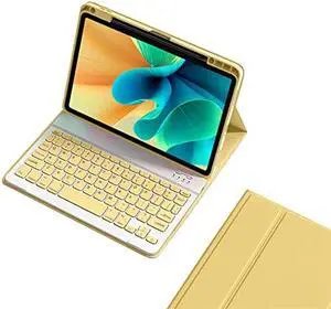 Keyboard Case for iPad Air 5th Generation 2022 with Pencil Charging Holder, Magnetic Detachable Bluetooth Keyboard, Yellow