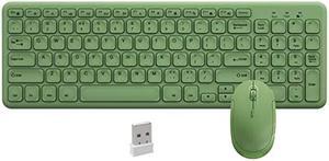 Wireless Keyboard and Mouse Combo,JieruiDeng 2.4Ghz USB Cordless Slim Silent Keyboard and Mouse Kit Home Office Game Use for Computer,Laptop,PC Desktops,Mac (Green)