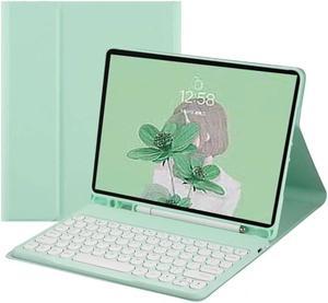 QIYIBOCASE Galaxy Tab S6 Lite 202420222020 Keyboard Case with S Pen Holder Magnetic Detachable Round Keys Keyboard Case for S6 lite SMP620P625P613P619P615P610 Mint Green