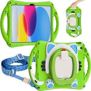 Tuiklol iPad Pro 11 Inch Case 4th Generation 2022,Heavy Duty Shockproof Kids Screen Protector Rotate Stand Shoulder Strap for iPad Pro 11 3rd/2nd/1st Gen 2021 2020 2018 Tablet Cover,Green