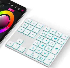 Frunsi Backlit Wireless Keyboard for Procreate, Procreate Accessories for iPad/Tablet/Laptop/Smartphone,etc, Procreate Keyboard-5.8 x 4.65x 0.55 in (White)