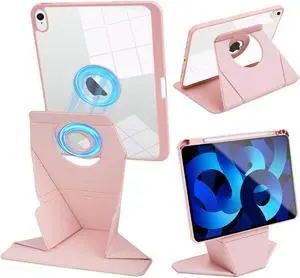 LIZIMANDU Rotating Case for ipad 10th Generation Case, Dechable ipad Case 10.9 inch with Foldable Magnetic Stand, Auto Sleep/Wake(1-Pink)