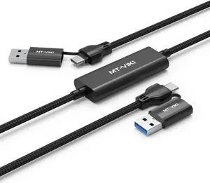 MT-VIKI USB 3.0 + Type C Transfer Cable Synchronizer, Two Computer Mutual Data Transfer Cable High-Speed USB 3.0 Transfer Cable Support Thunderbolt 3 4 5 Gbps