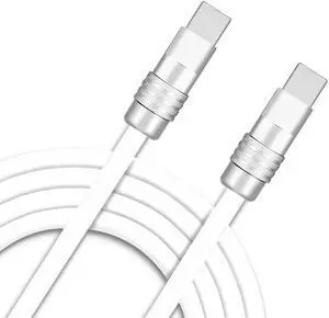 Chubby 2.0 240W USB C Cable Durable Fast Charging Cable Ultra-Thick Silicone Charger Cord Compatible with iPhone 15/16 Series, Samsung Galaxy, White, Type-C to Type-C, 19.6 FT