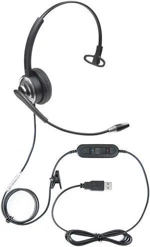 ECS WordCommander USB Voice Recognition Headset, Single Ear, Noise-Cancelling Boom Mic, Premium in-Line Sound Card, Pro-Flex Wire, Ideal for Voice-to-Text, Superior Audio Quality, Comfortable Fit