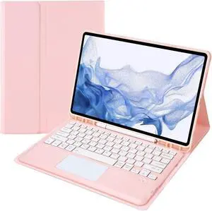 AnMengXinLing Keyboard Case for Samsung Tab S9 (SM- X710/716B/718U) - Touchpad Detachable Keyboard with S Pen Holder Cover for 11-Inch Galaxy Tab S9 2023 Tablet (Pink)