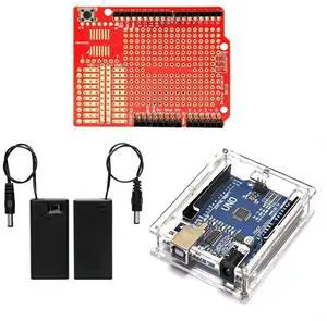 Gikfun Prototype Shield DIY Kit, Uno R3 Case,9v Battery Holder Compatible with Arduino UNO R3