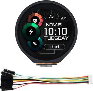 waveshare RP2040 MCU Board with 1.28inch Round Touch LCD 240×240 Pixels 65K RGB Color IPS Display, Based on Raspberry Pi RP2040, Onboard Compact Size, Accelerometer and Gyroscope Sensor