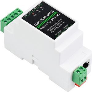 waveshare RS232 to POE RJ45 Ethernet Module, Industrial Rail-Mount RS232 Serial Server with POE Funtion, TCP/IP to Serial, Support Modbus Gateway, Bi-Directional Between RS232 and Ethernet