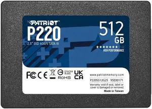 Patriot Memory P220 512GB Internal SSD - SATA 3 2.5" - Solid State Drive - P220S512G25