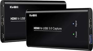 KuWFi USB 3.0 HDMI Video Audio Capture Card Device, Full HD 1080P for Game Recording, Live Streaming Broadcasting with MIC Input