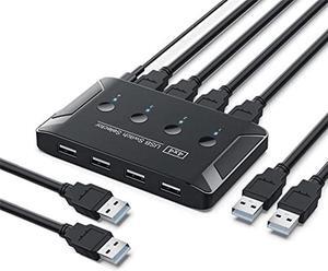 xiwai KVM USB 2.0 Switch Selector 4 Port PCs Sharing 4 Devices for Keyboard Mouse Scanner Printer