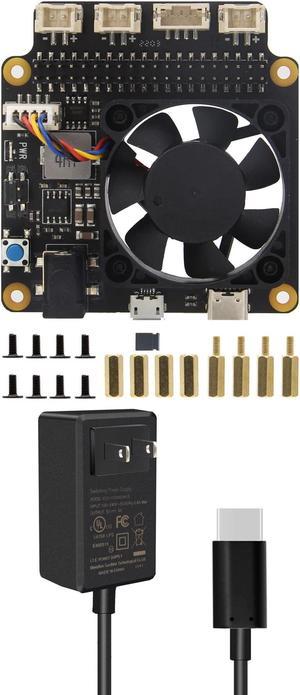 Geekworm for Raspberry Pi 4B/3B+/3B, X735 V3.0 Power Management with Safe Shutdown & PMW Cooling Fan Expansion Board + 20W Type-C 5V 4A Power Adapter Compatible with Raspberry Pi 4 Model B