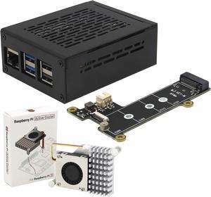 Geekworm X1001 PCIe M.2 Key-M NVMe SSD PIP Peripheral Board+ P579 Metal Case with Official Pi 5 Active Cooler for Raspberry Pi 5