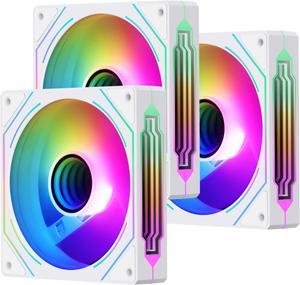 SEGOTEP HB12 Gaming PC Cooling Fan - Reverse Airflow - 120mm - Infinity Mirror ARGB Case Fan - PWM - White Color - Pack of 3