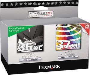 Lexmark 18C2249 (36XL, 37XL) High-Yield Ink, 500 Page-Yield, 2/Pack, Black