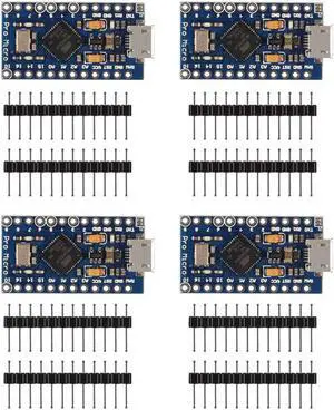 AITRIP 4PCS Pro Micro Atmega32U4 5V 16MHz Bootloadered IDE Micro USB Pro Micro Development Board Microcontroller Compatible with Pro Micro Serial Connection with Pin Header