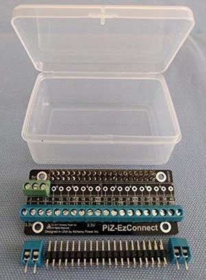 Alchemy Power Inc. Pi-Zero-EzConnect. Pi-Zero size GPIO connector. A HAT to connect GPIOs and sensors to Raspberry Pi Zero, Pi Zero W, Pi-3, or Pi-2.