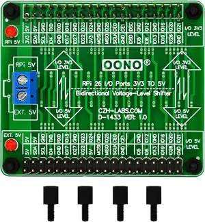 OONO Raspberry Pi 3.3V to 5V 26 I/O Bidirectional Voltage-Level Shifter Module for Raspberry Pi, Logic Level Converter