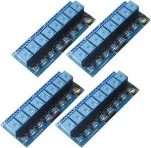 DEVMO 8 Channel DC 5V Relay Module Board, (4PACK) Electrical Equipments 8-Ch Optocoupler Compatible with PIC AVR DSP ARM MCU PLC Smart Home Control Switch