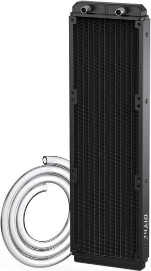 DIYhz Water Cooling Computer Radiator, 12 Pipe Aluminum Heat Exchanger Liquid Cooling Radiator Heat Sink 360mm for CPU PC Laser Water Cool System DC12V Black with Tube