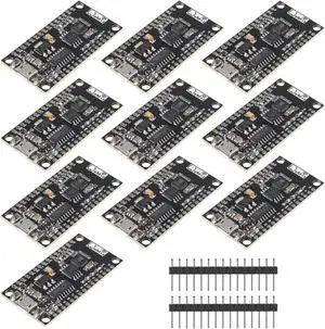 DORHEA 10Pcs NodeMCU V3 Lua WiFi Module Integration of ESP8266 + Extra Memory 32M Flash, USB Serial Port Converter CH340G Compatible for NodeMCU Board