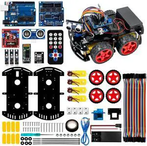 Hosyond Smart Robot Car R3 Project Kit Compatible with Arduino IDE, with Tutorial, Bluetooth, Line Tracking, Ultrasonic Sensor