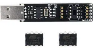Tiny AVR Programmer Black and 2pcs ATTINY85-20PU Chips
