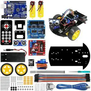 LAFVIN Smart Robot Car 2WD Chassis Kit with Ultrasonic Module R3 Board,Remote Compatible with Arduino IDE DIY Kit