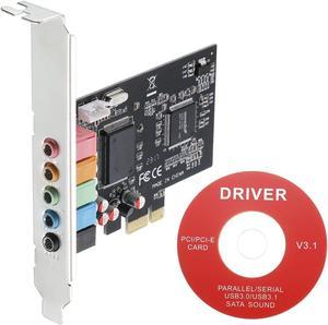 MECCANIXITY PCIe Sound Card, Internal 5.1 Stereo Audio Card 24 Bit with CD Computer Case Built-in PCIe Channel Adapter Board for Desktop, PC, Computer, Black