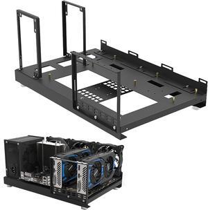 thumbnail image 2 of ITX Test Bench Computer Case PC Test Bench, ITX Computer Open Air Case Bracket Aluminum DIY Bare Frame, ATX Case Open Air Computer Case ITX Motherboard Test Bench-Black 2 of 13