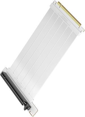 Okinos, PCI-E 4.0 Riser Cable, Compatible with RTX4090, RTX4080, RX7900XTX, PCIe 4.0 x16 High Speed Flexible Extender Card Extension Port 90 Degree Adapter, 150mm White