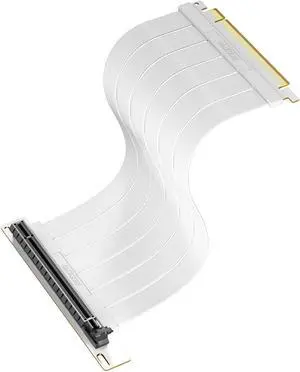 Okinos, PCI-E 4.0 Riser Cable, Compatible with RTX4090, RTX4080, RX7900XTX, PCIe 4.0 x16 High Speed Flexible Extender Card Extension Port 90 Degree Adapter, 300mm White