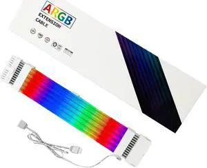 Pxyz 30cm White ARGB PC Extension Cable, 18AWG, 24pin/2x8pin/3x8pin, 5V 3Pin Sync for Gaming Case, Compatible with Asus Aura Sync, Gigabyte RGB Fusion, MSI Mystic Light