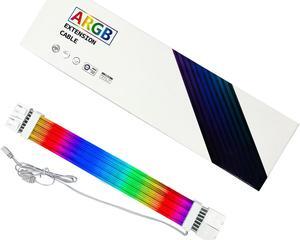 Pxyz PC argb Extension Cable 30cm Length,2x8pin GPU Cable Addressable for Computer Gaming Case,GPU Cable ARGB,Silver PSU Extensions wire White Argb,2 * 8pin PCIE 5V 3Pin Synchronized (2x8pin)