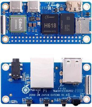Orange Pi Zero 2W 1GB LPDDR4 Allwinner H618 Quad-Core 64 Bit Single Board Computer with 16MB SPI Flash, WiFi and BT5.0(Zero 2W 1G+Expansion Board)