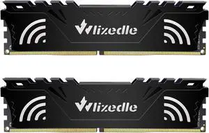 DDR4 RAM 16GB Kit (2x8GB) 2666MHz CL19 UDIMM Wlizedle Desktop Memory PC4-21300 288-Pin 1.2V 1Rx8 Non-ECC Unbuffered PC Computer Sdram Sticks Module Upgrade, Black