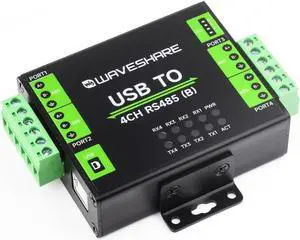 Industrial Isolated USB to 4-Ch RS485 Converter with CH344L Chip, Multi Protection Circuits, Wall-Mount & Rail-Mount Support, Compatible with Linux, Android, Windows 11/10 / 8.1/8 / 7, etc.