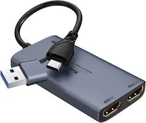 Yinker Capture Card, USB-A/USB-C 4K HDMI Video Capture Card for Full HD 1080P 60fps Recording and Loop-Out, OBS Live Streaming Gaming Record (Black 2 in 1) Yinker Capture Card, USB-A/USB-C 4K HDMI Video Capture Card for Full HD 1080P 60fps Recording and Loop-Out, OBS Live Streaming Gaming Record (Black 2 in 1)