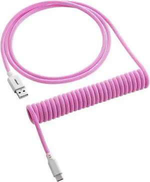 CableMod Classic Coiled Keyboard Cable (Strawberry Cream, USB A to USB Type C, 150cm)