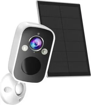 2K Solar Security Camera Wireless Outdoor with Solar Panel, Security Cameras for Home Security with Motion Detection Spotlight Siren Alarm, Color Night Vision, 2-Way Talk, Waterproof, Cloud/SD Storage
