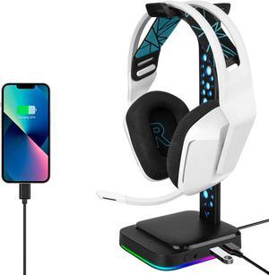 GEEKRIA RGB ABS Headphones Stand for Over-Ear Headphones, Gaming Headset Holder, Desk Display Hanger with Solid Heavy Base Compatible with AKG K612, Hyper X Cloud II's (Black)