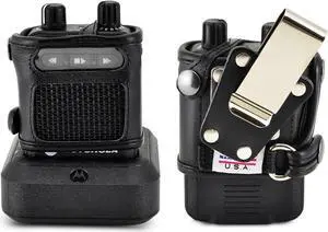 Turtleback Case Made for Motorola Minitor VI (6) Voice Pager Fire Radio Two-Tone Voice Pager Radio Black Leather Fitted Case with Heavy Duty Metal Ratcheting Removable Metal Belt Clip