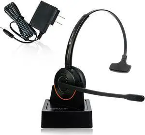 Spracht HS-2050 Single Ear Wireless Bluetooth Headset with Base Station | Noise Cancelling Headphones with Microphone for Pc, Laptop, Work from Home, Skype, Zoom, Call Centers, Office, Trucker