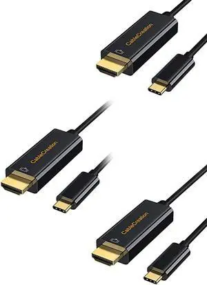CableCreation USB C to HDMI Cable, 6 FT 3-Pack USB Type C to HDMI Cable Compatible with Galaxy S24/S24 Ultra/S24+/MacBook Pro 2020/2018, MacBook Air, iPad Pro, Mac mini 2018, XPS 15, Black