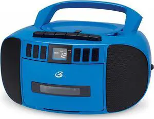 GPX BCA209BU Portable Am/FM Boombox with CD and Cassette Player, Blue